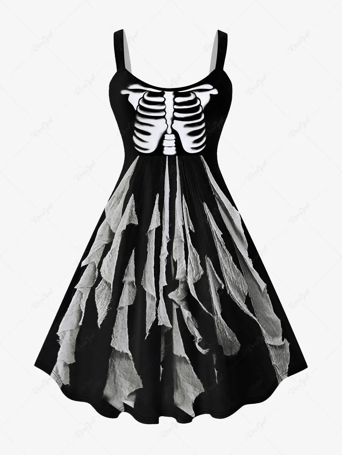 3D Skeleton Rags Printed Halloween Tank Dress for Women 2023 - Summer Sleeveless Casual Dresses XS-6X