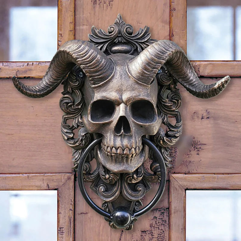 Gothic Goat Skull Door Knocker - Resin Hell Demon Skull Hanging Pendant for Home Decoration