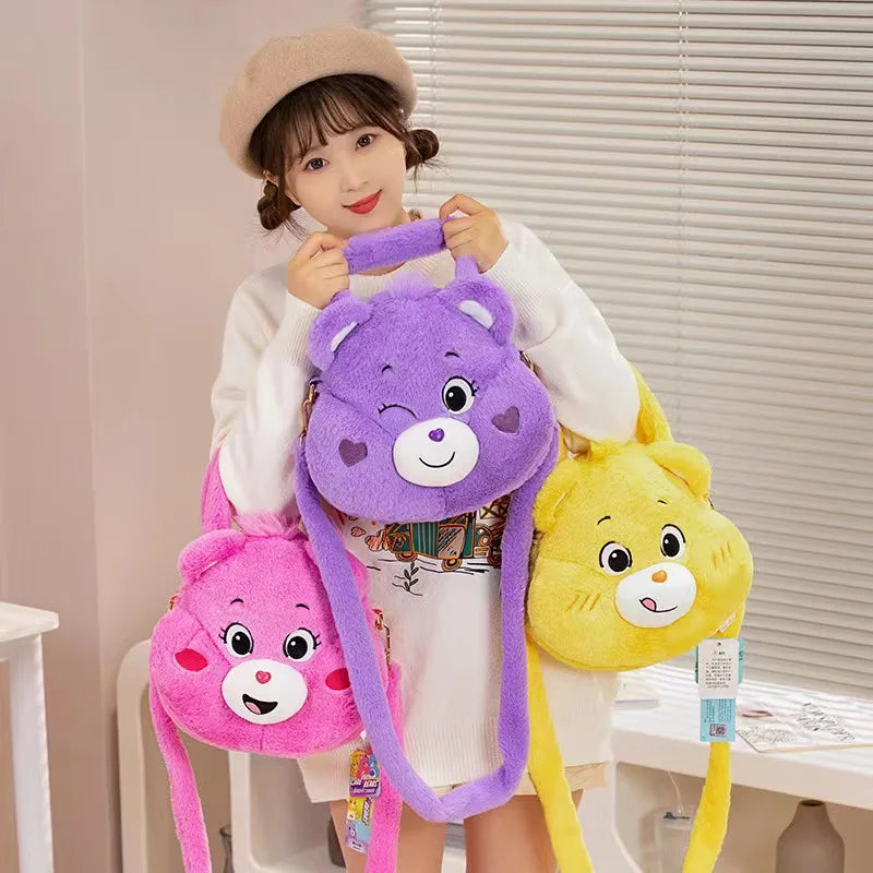 MINISO Cute Bear Plush Backpack - Kawaii Shoulder Bag for Girls and Kids