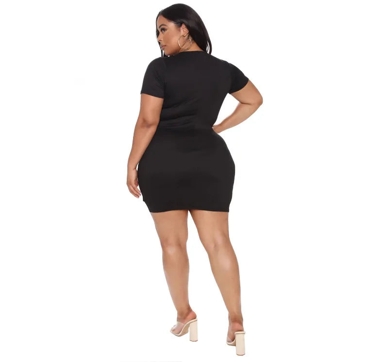 Wmstar Plus Size Black Hollow Out Mini Dress – Sexy Super Stretch Bandage Hem Summer Dress for Women