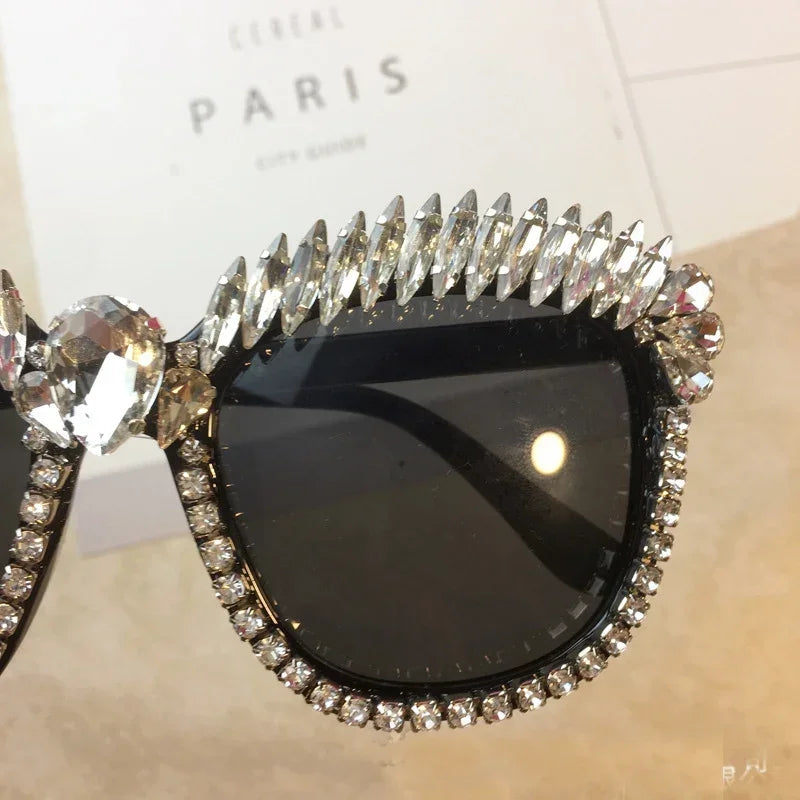 2024 Brand Luxury Square Sunglasses Women | Diamond Crystal Rhinestone Sun Glasses Shades Cat-eye