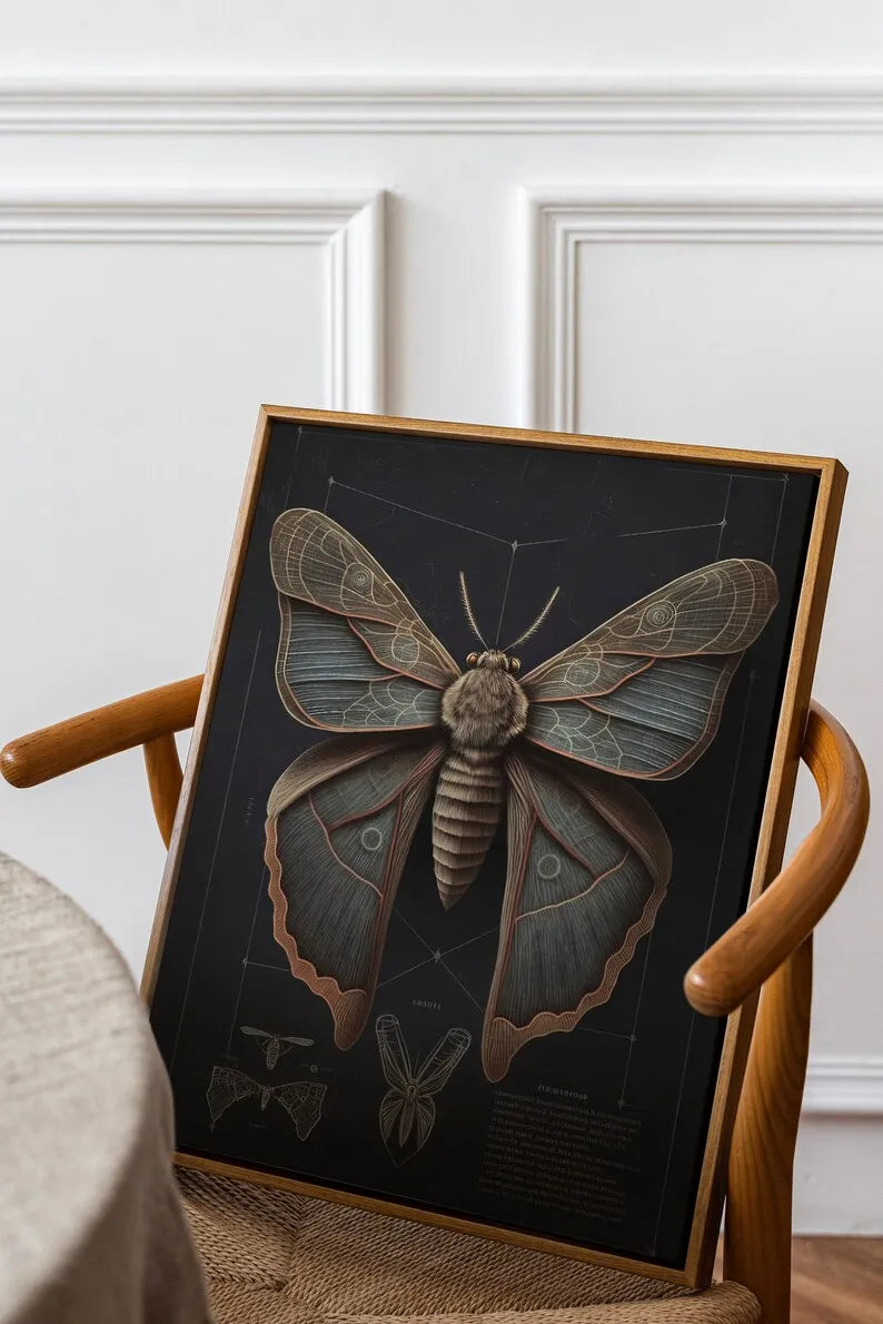 Vintage Dark Academia Insect Beetle And Golden Moth Poster Canvas Painting Wall Art Pictures Gothic Style Home School Decor