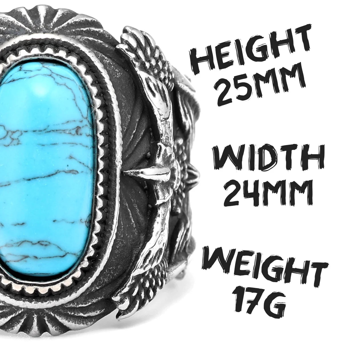 M316L Stainless Steel Eagle Ring – Trendy Turquoise Gemstone, Punk Rock Style for Men, Perfect Boyfriend Jewelry Gift