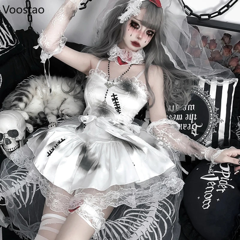 Gothic Lolita Dress – Halloween Anime Cosplay Costume, Ghost Bride Witch Party Uniform for Women