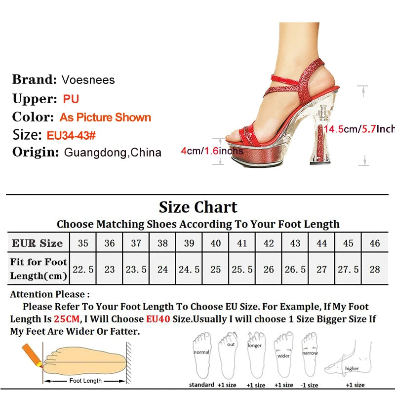 Fashion Narrow-Band Platform Sandals for Women – 14.5CM Transparent Heel, High Heels Gladiator Style for Nightclub and Sexy Outfits