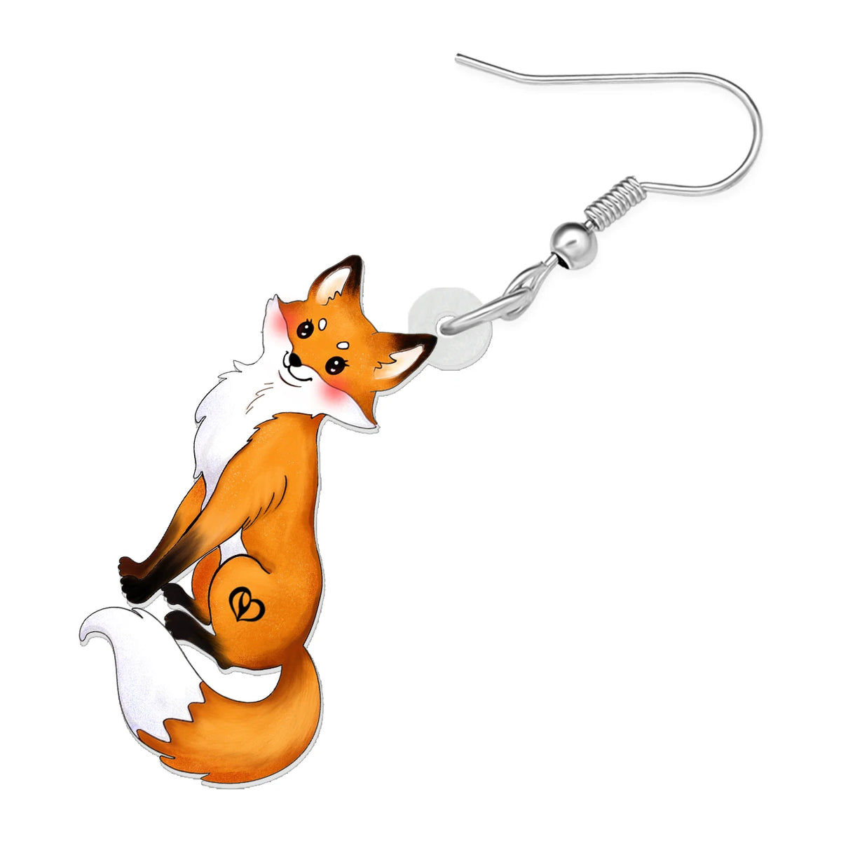 Acrylic Orange Fluffy Fox Dangle Drop Earrings - Cute Animals Jewelry for Women and Girls, Gifts Accessories By BONSNY’s