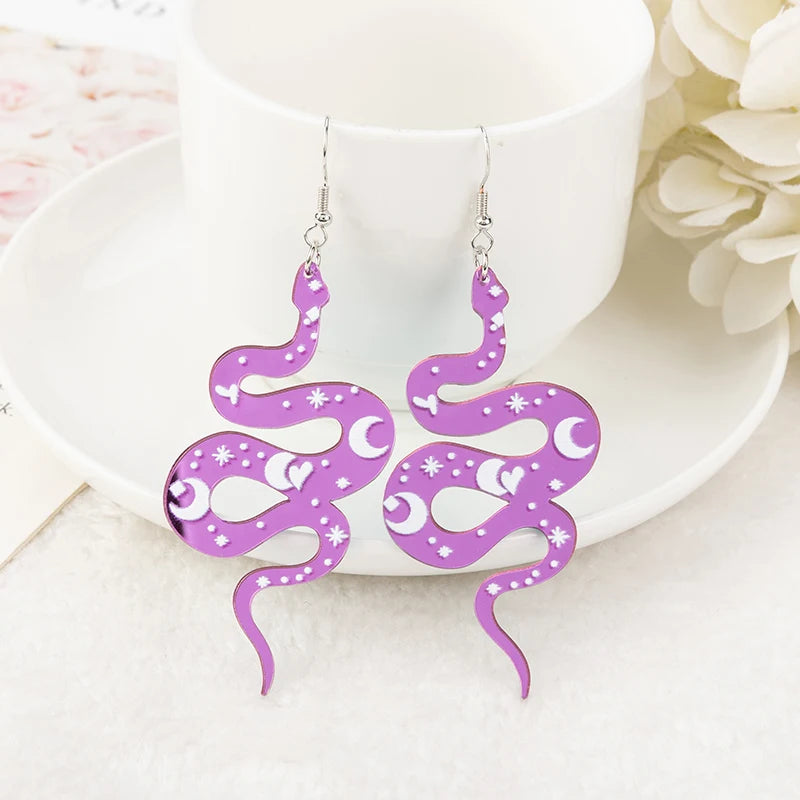 1 Pair Creative Halloween Charm Drop Earrings – Acrylic Magic Snake Design, Women's Jewelry Holiday Gifts