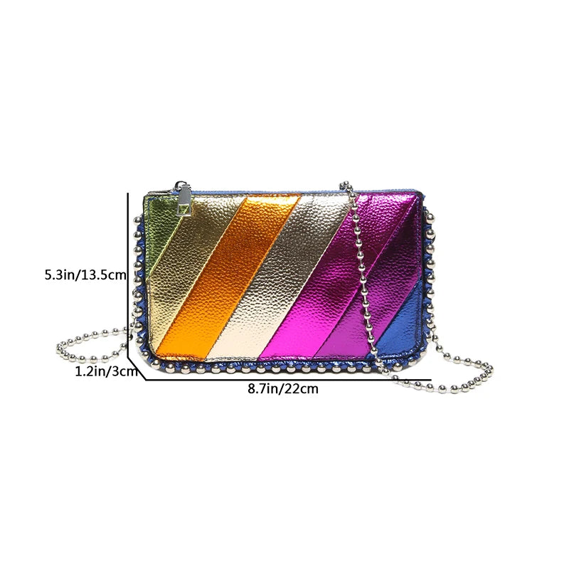 2024 Women’s PU Leather Square Crossbody Bag - Mix-Colors Chain Shoulder Bag, Aesthetic Luxury Trend