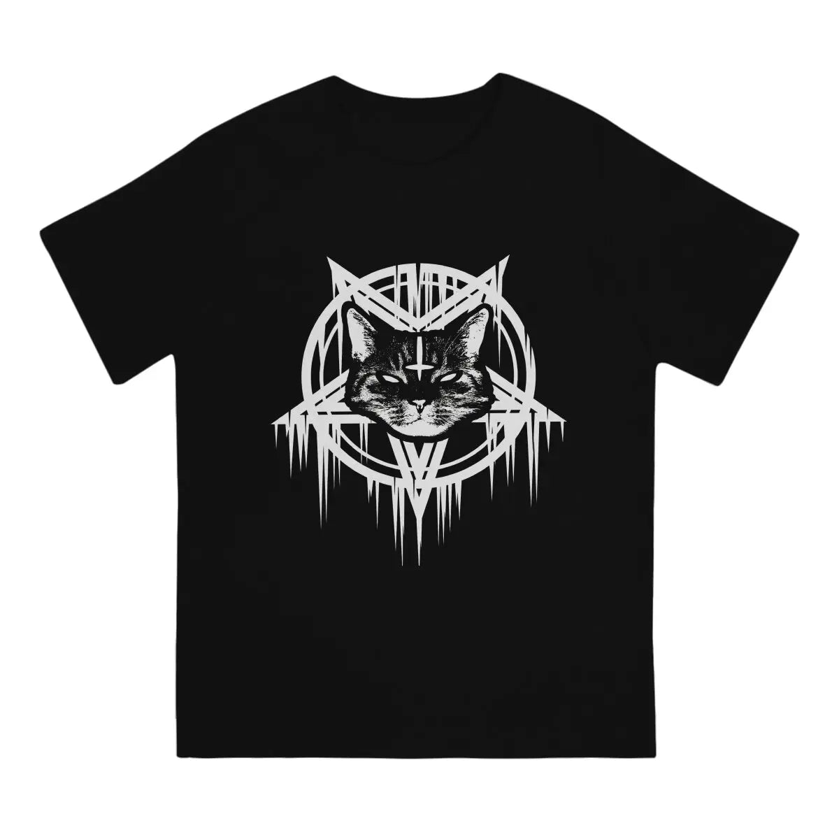 Satanic Black Metal Cat T-Shirt - Baphomet, Lucifer, CATAN 666 | Men's & Women's