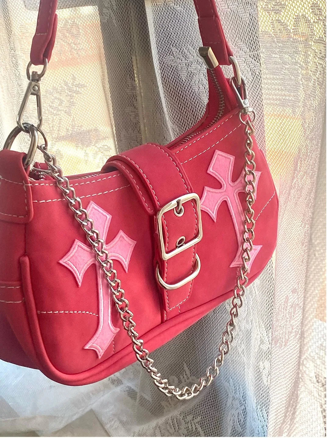 Y2k Fashion Women's Handbags Stars Pattern Cool Girls Underarm Bag Fashion Canvas Female Small Shoulder Bags Chain Tote Purses