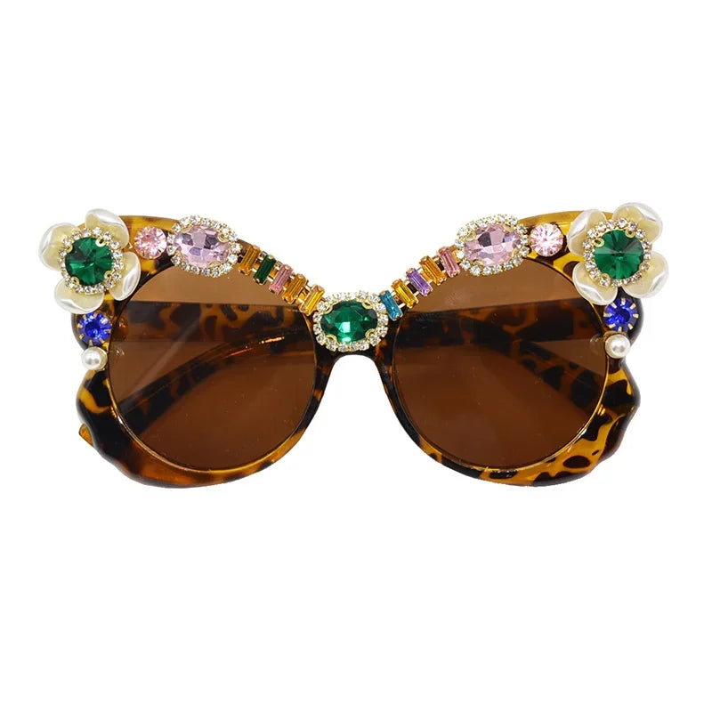 Baroque Floral Rhinestone Sunglasses – Women's Stylish Vintage Sun Glasses