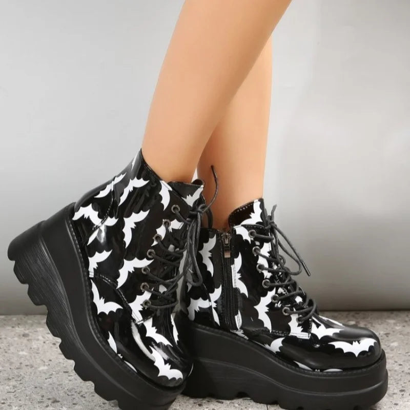 New Women's Gothic Black Ankle Boots - Short Tube Ladies' Ankle Boots