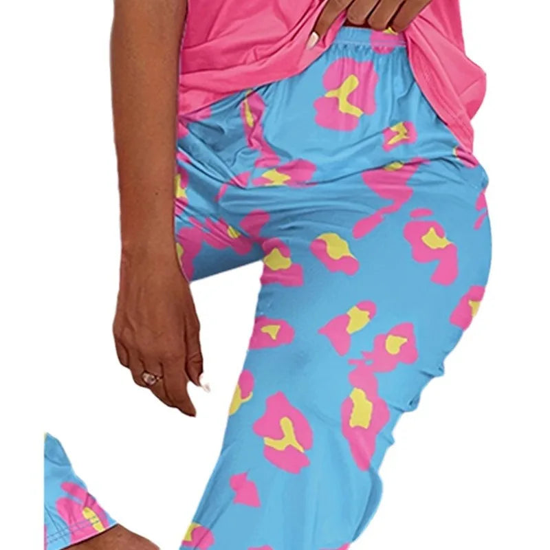 Women’s Plus Size Loungewear Set: Top and Drawstring Pajama Pants Two-Piece Set