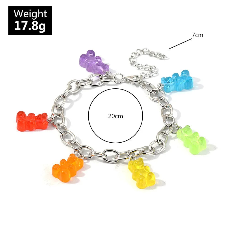 Cute Gummy Bears Bracelet for Women Sliver Charm Baby Bracelet Bohemia Boho Jewelry Accesorios Gifts Pulceras Y Brazaletes Mujer