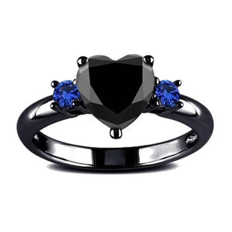 Fashion Black Heart Zircon Ring for Women – Luxury Goth Index Finger Jewelry, Perfect Gift for Girls