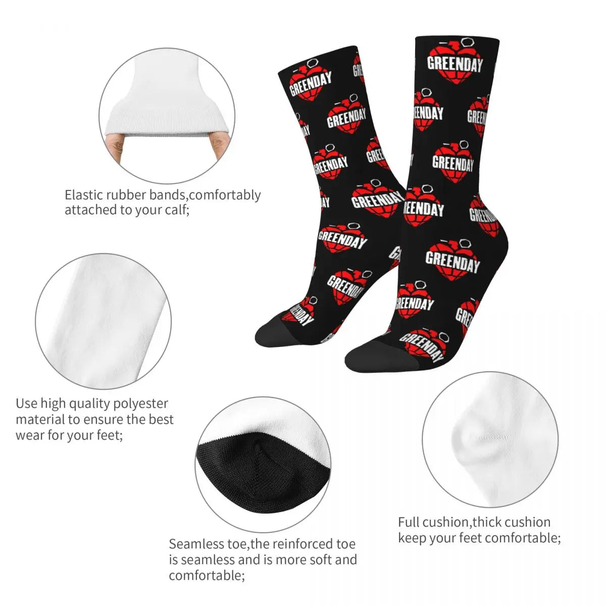 Green Day Punk Rock Music Socks – Funny Novelty Socks for Men & Women, Perfect Gift for All Seasons