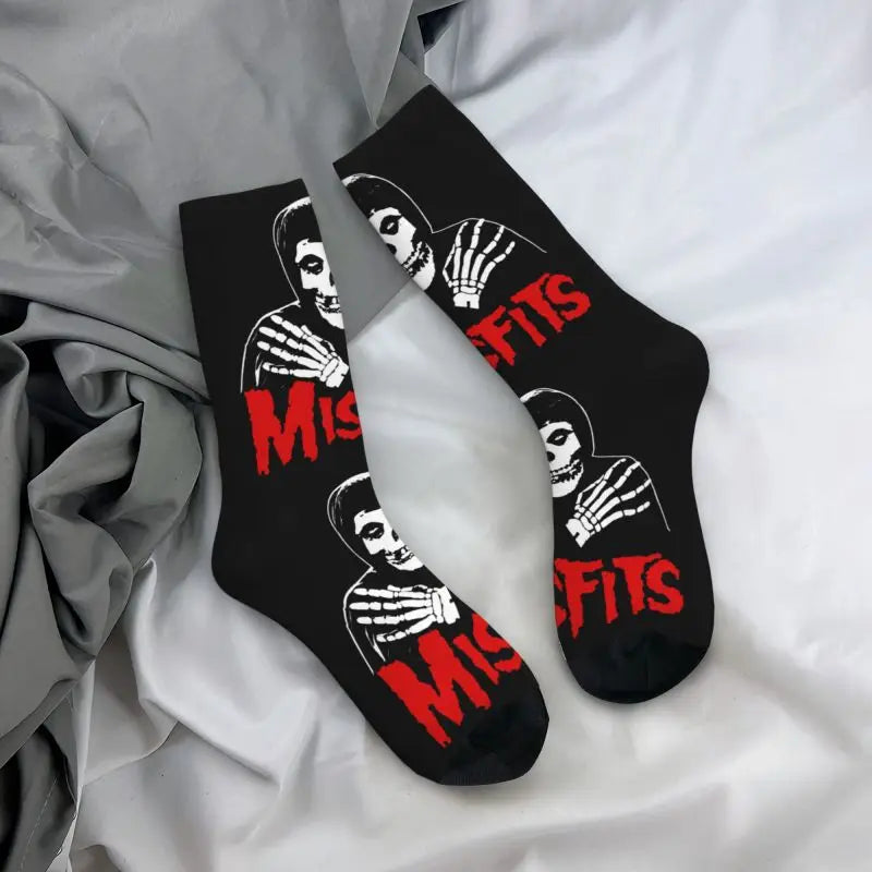 Cute Men's Misfits Horror Punk Rock Band Dress Socks Unisex Warm Comfortable 3D Printing Crew Socks