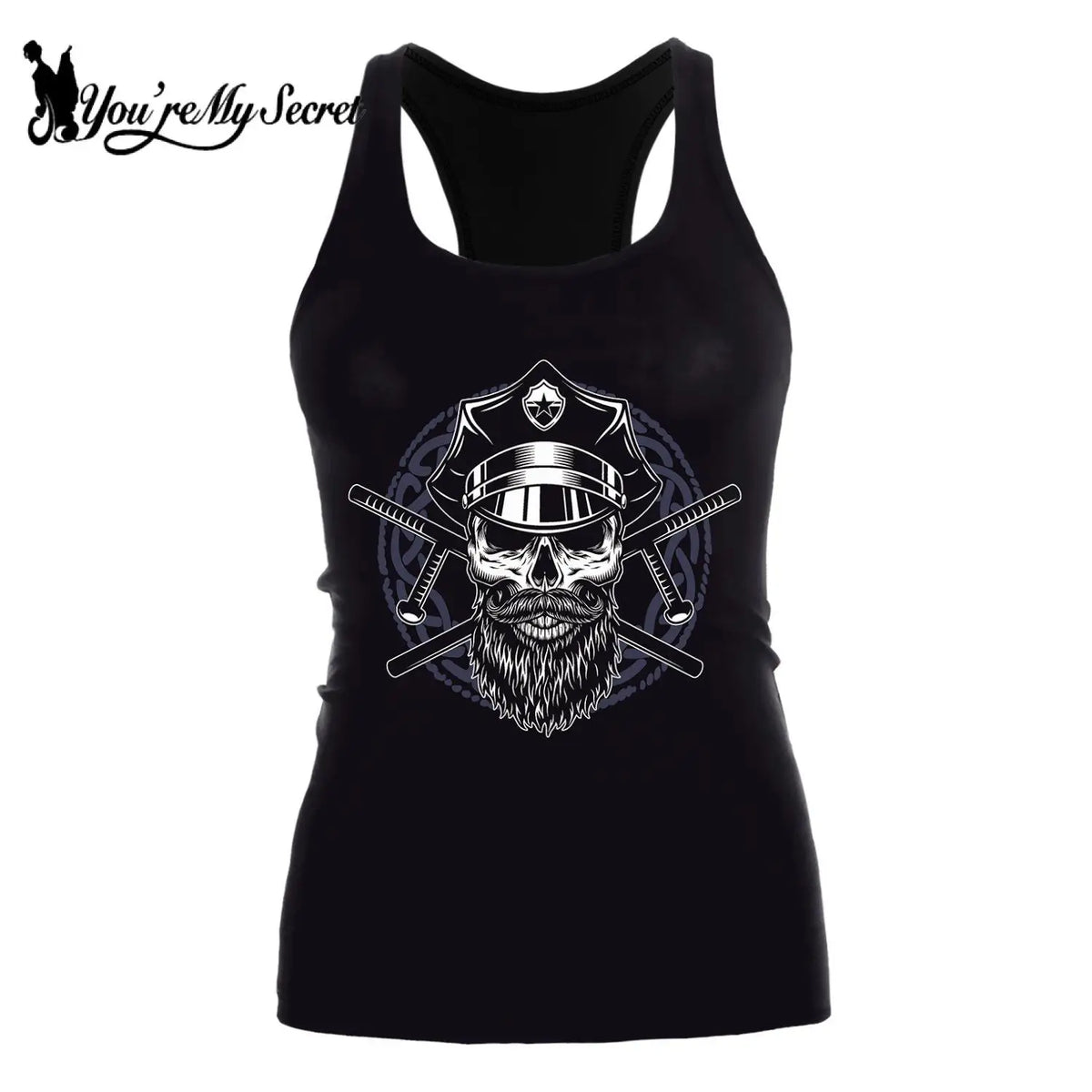 [You’re My Secret] Women’s Summer Skull Tank Top – 3D Digital Printed Gothic Racerback Fashion Top