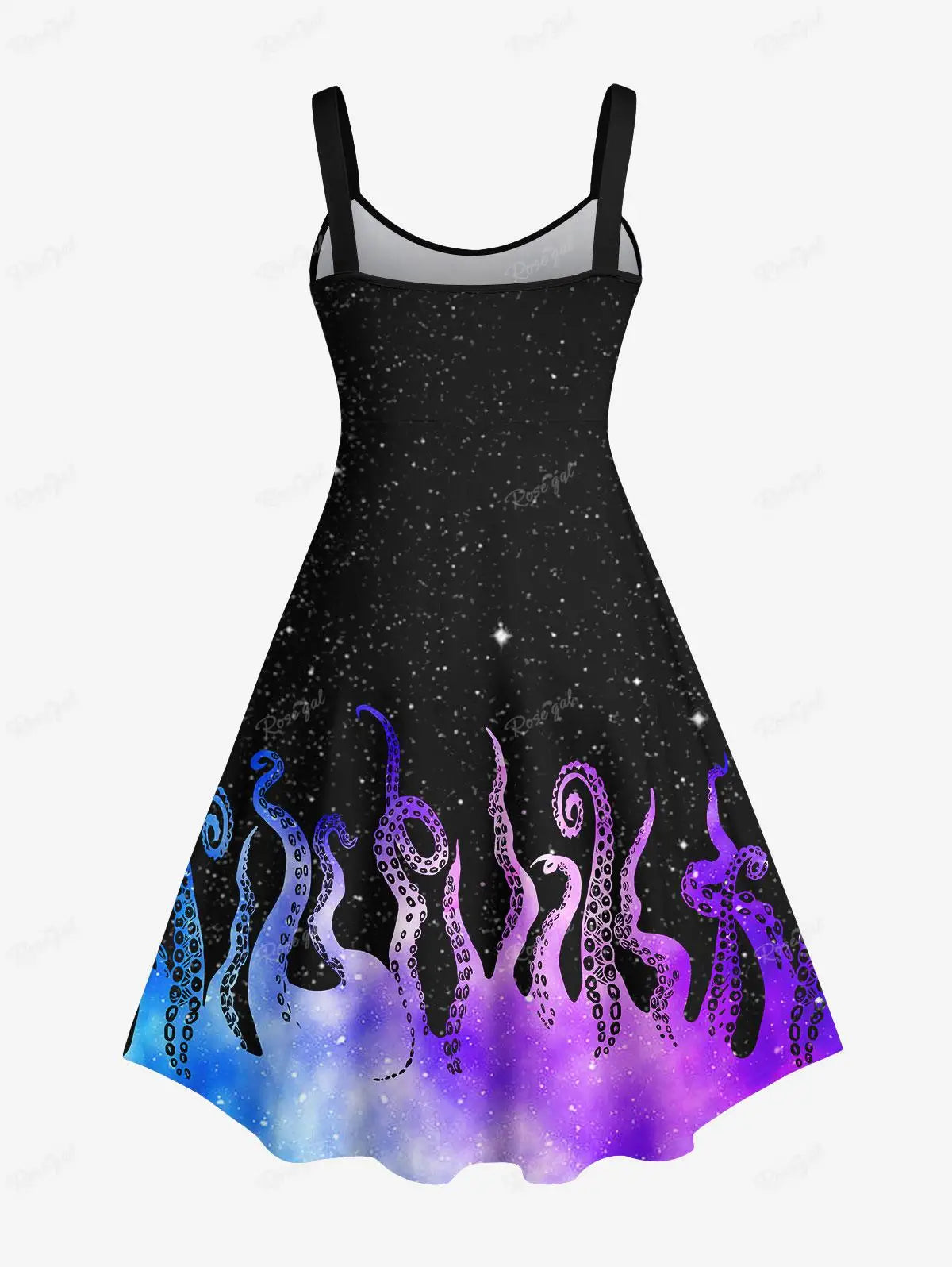 A Line Backless Tank Dress vestidos платье женское летнее 2024 원피스 Summer Gothic Colorful Ombre Octopus Glitter Galaxy Print