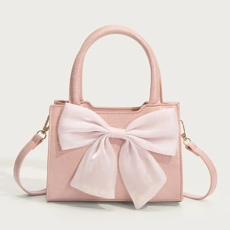 Summer Pink Bowknot Clutch Purse: Fashion Women's Handbag, Sweet Girl's Small Square Shoulder Messenger Bag, Ideal for Every Occasion