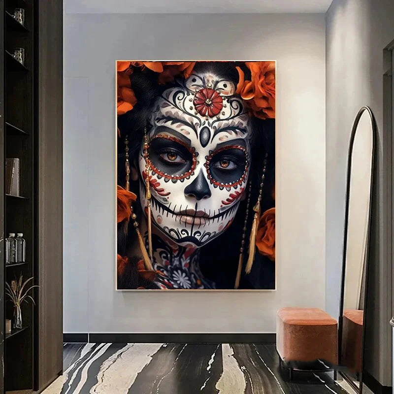 La Catrina Sugar Skull Girls Poster Prints Mexican Day of The Dead Gothic Canvas Painting Wall Art Picture for Room Home Decor