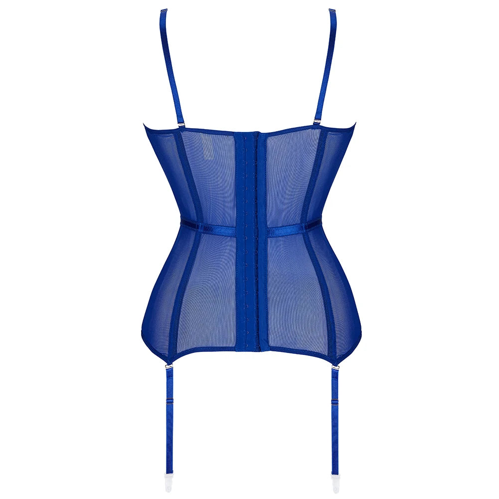 Plus Size Corset Lingerie Bodysuit: Black, Blue, Red with Bowknot, Corsets and Bustiers with Straps for Women