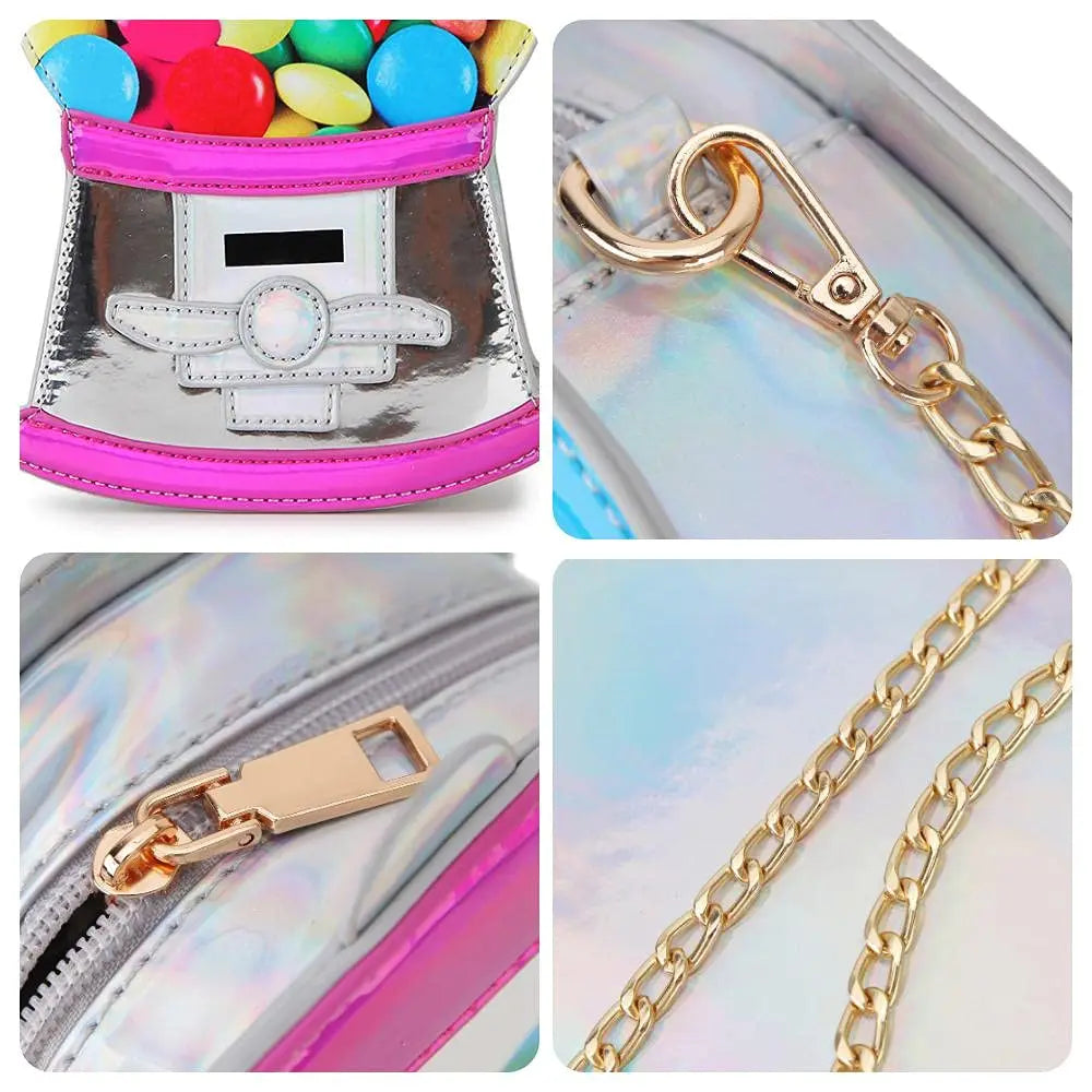 Funny Gumball Machine Shaped Purses and Handbags for Women Novelty Crossbody Bag Cute Cartoon Girls' Chain Shoulder Bag Clutch