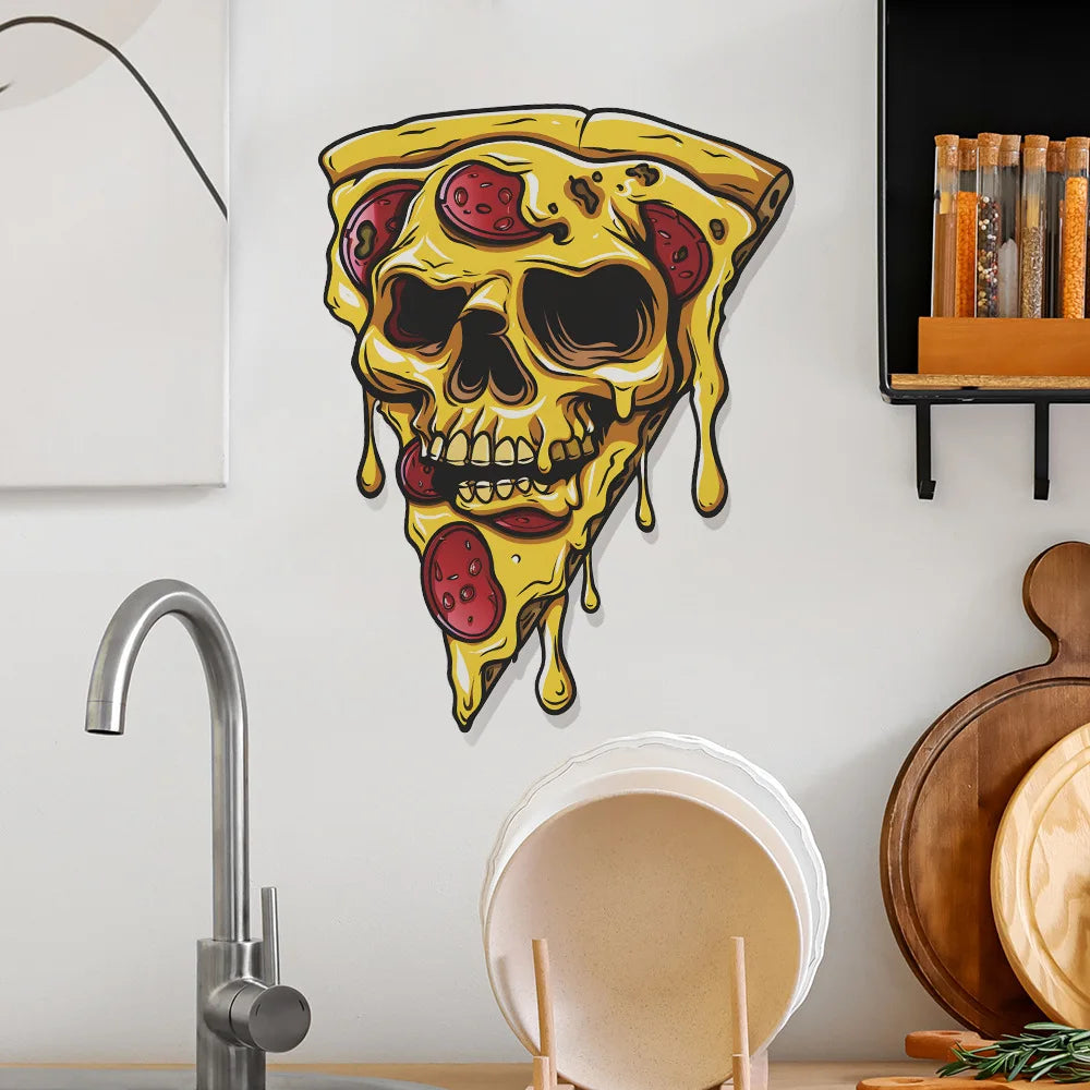 1PCS Halloween Funny Face Pizza Living Room Porch Kitchen Home Decoration Wall Sticker PVC Material Room Decoration