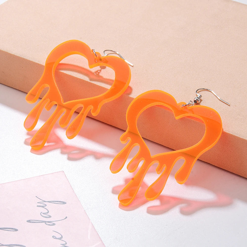 Valentine's Day 2024 Spring Trend Heart Acrylic Earrings - Color Statement Clear Drop Earrings for Women and Girls