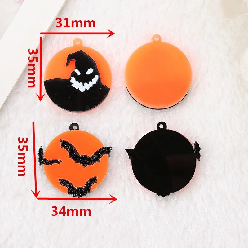 Gothic Halloween Pumpkin Lollipop Drop Earrings – Funny Ghost & Bat Acrylic Earrings, Hiphop Jewelry Gifts for Women