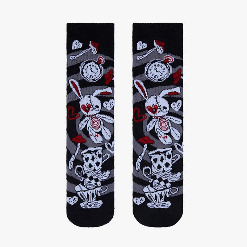 Retro Gothic Dark Skull Skeleton Doll Crew Socks Elastic Unisex Cotton Women Men Funny Stocking Novelty Harajuku Socks