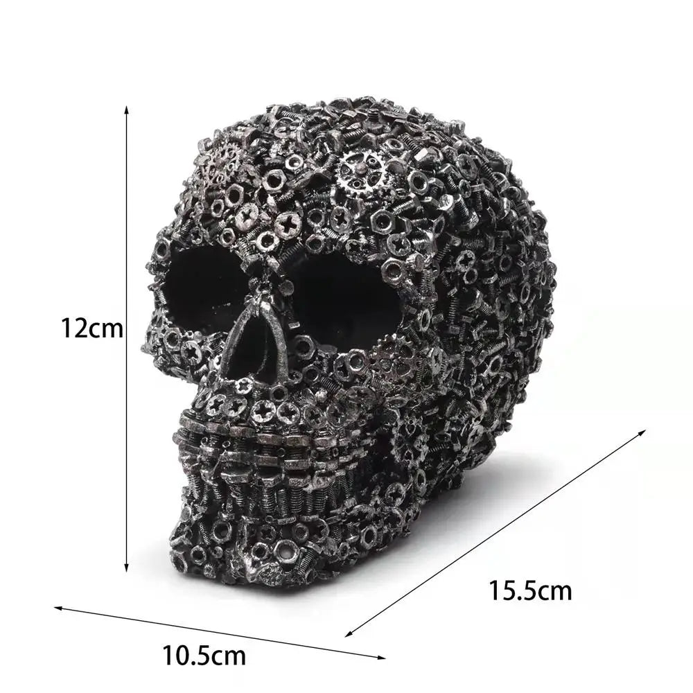 Resin Screw Gear Mechanical Style Skull Decorative Crafts Ornament Home Decor Statue Halloween Decoration Sculpture