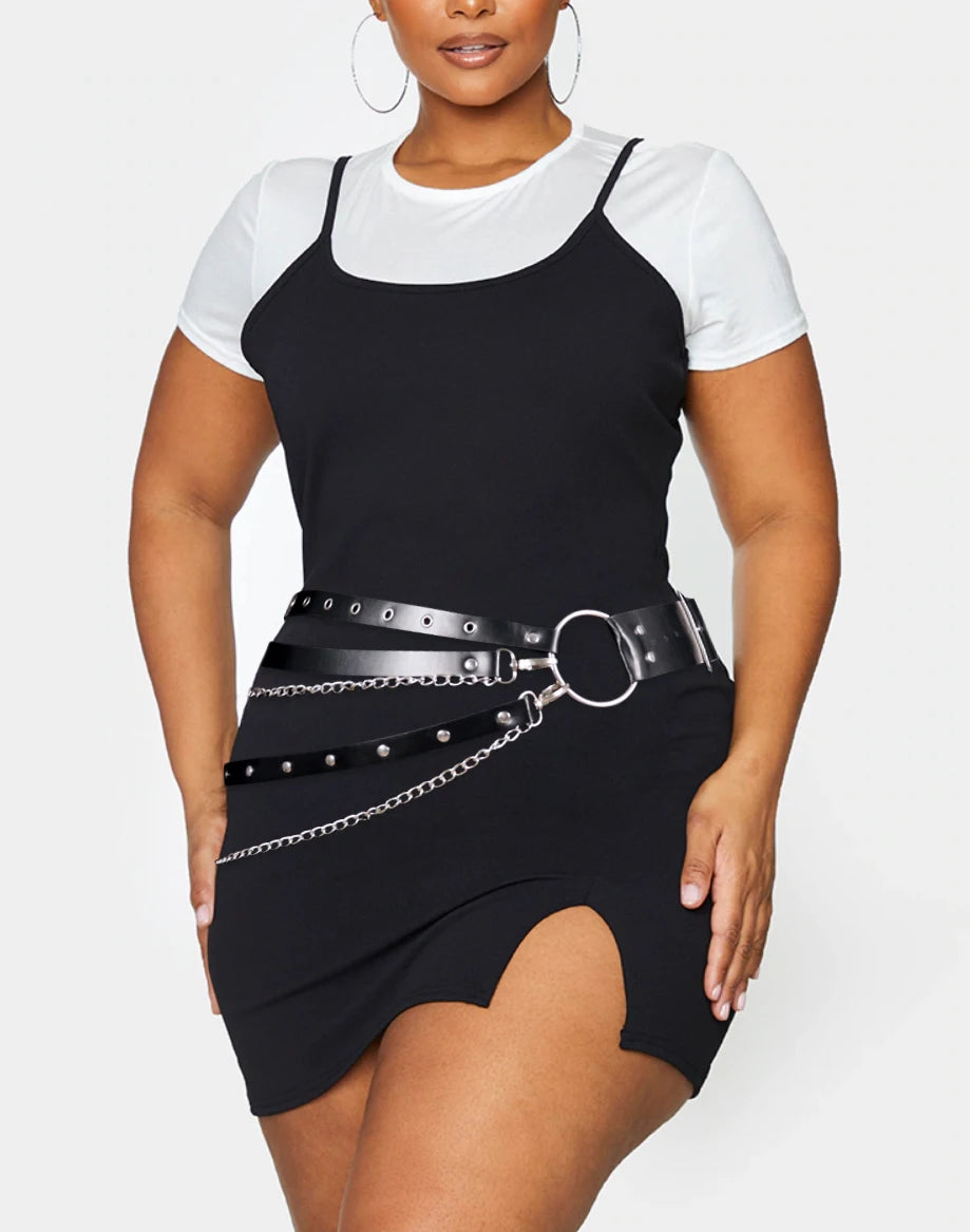 Versatile Plus Size Punk Belt with Stud Decoration Stylish Black PU Hip Hop Belt Suitable for Party and Casual Wear