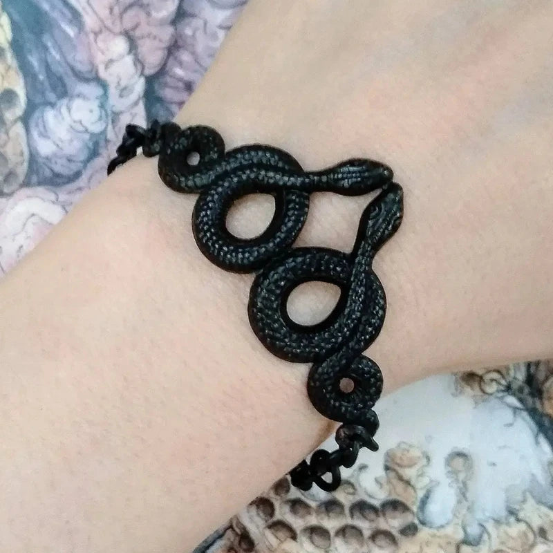 Medusa Black Snake Bracelet | Gothic Chain Jewelry | Witchy Snake Bracelet