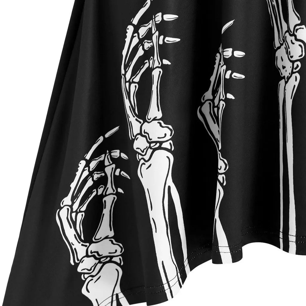 Summer Gothic Spaghetti Strap Dress for Women - New Punk Print Bandage High Waist Maxi Dress, Vintage Halloween Costume