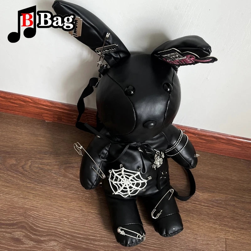 Dark Punk Goth Rabbit Cobweb Novelty Fashion Backpack