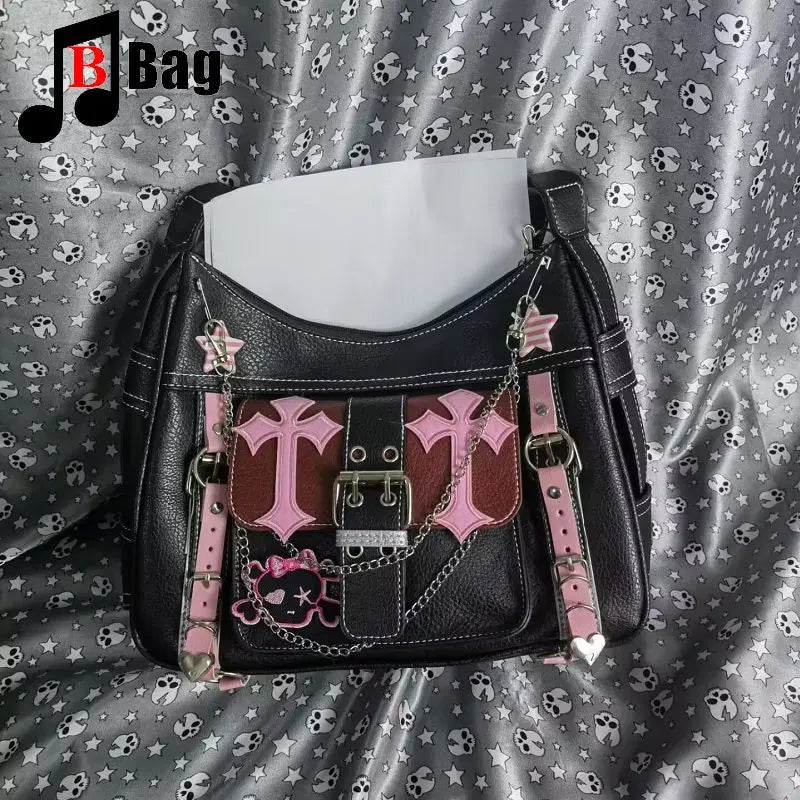 Subculture Large Capacity Computer Bag Tote | Gothic Harajuku Punk Woman One Shoulder Handbag | Girl School Bag