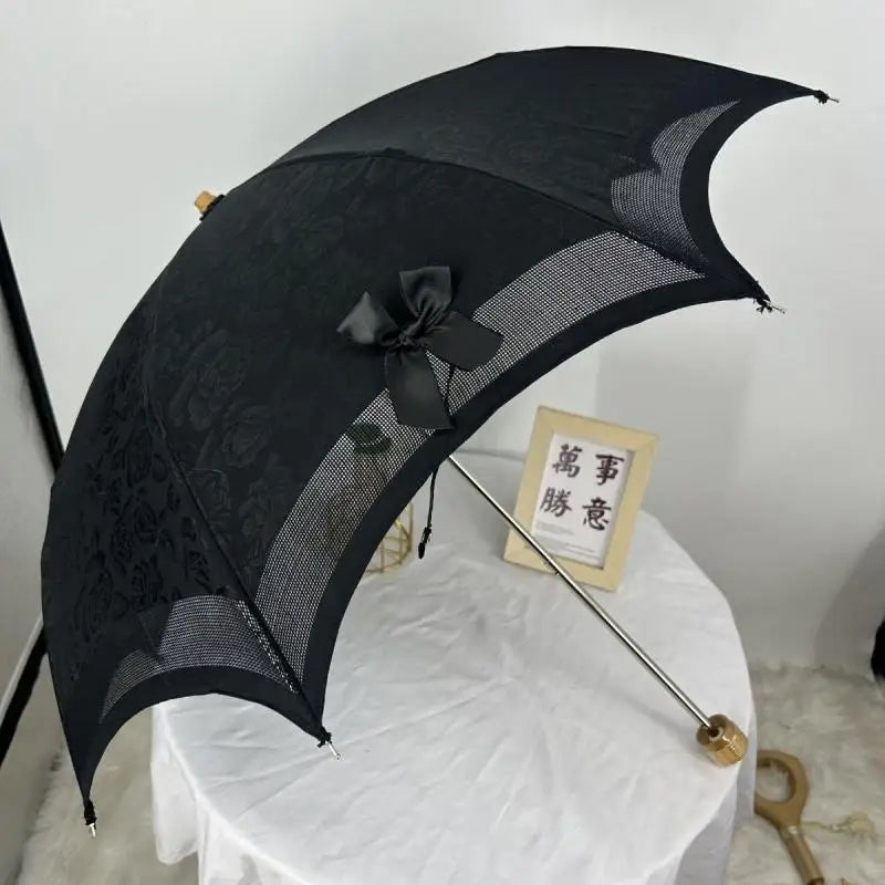 1Pc Exquisite Black Lolita Umbrella - Hollow Out Sun Umbrella