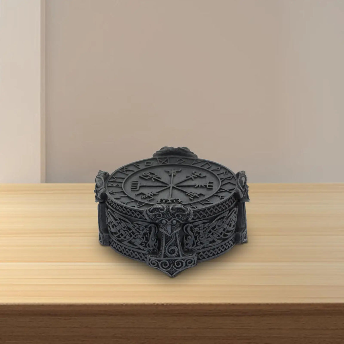 Viking Trinket Jewelry Box - Tabletop Ornaments Display Holder for Home Decor, Birthday Gift Collectible