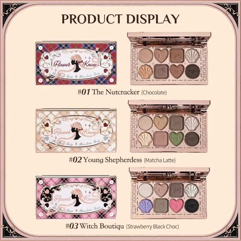 Flower Knows Chocolate Series All In Makeup Set Eyeshadow Palette Matte Lip Mud Blush Long Lasting Black Mascara Cream Original