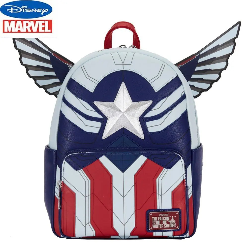 MINISO Disney Loungefly Marvel Surrounding Falcon Captain America Backpack Boys and Girls School Bag