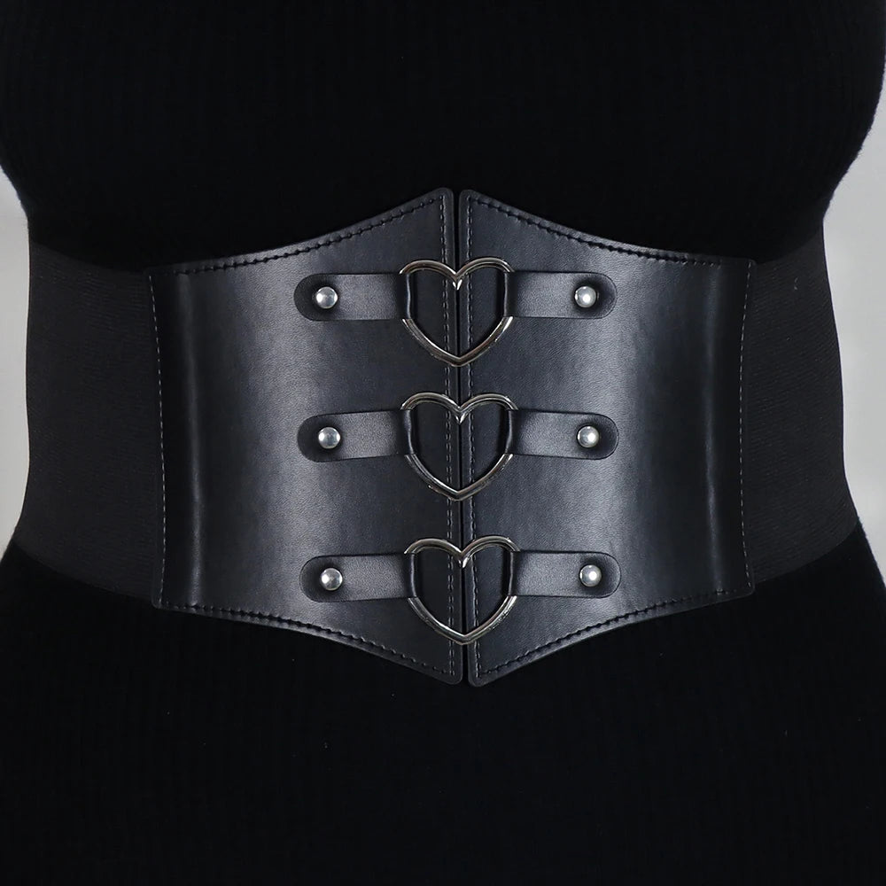 Plus Size XXL Women's Decorative Belt Fashion Corsets Elastic Wide Girdle Luxury PU Leather Belts Gothic Style