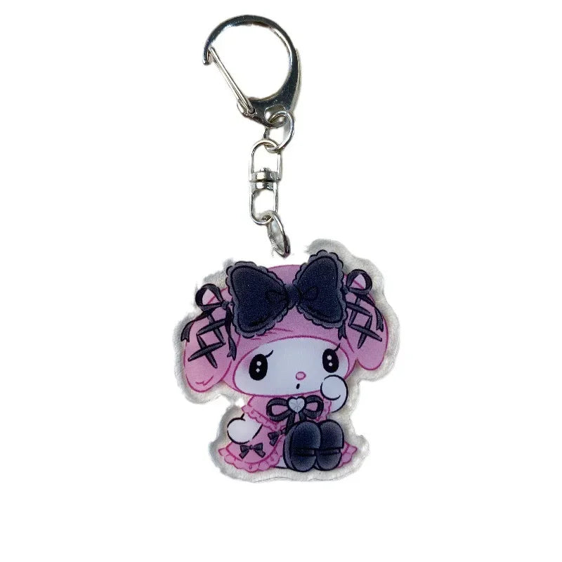 Sanrioed Cute Kawaii Cartoon 10cm Kuromi My Melody Dark Wind Acrylic Bag Pendant Couple Keychain Acrylic Pendant