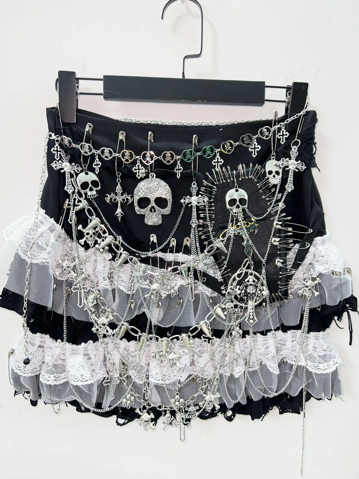 Cross Gothic Skirt | Y2K Fashion Punk Lolita Lace Skull E-Girl Clothes