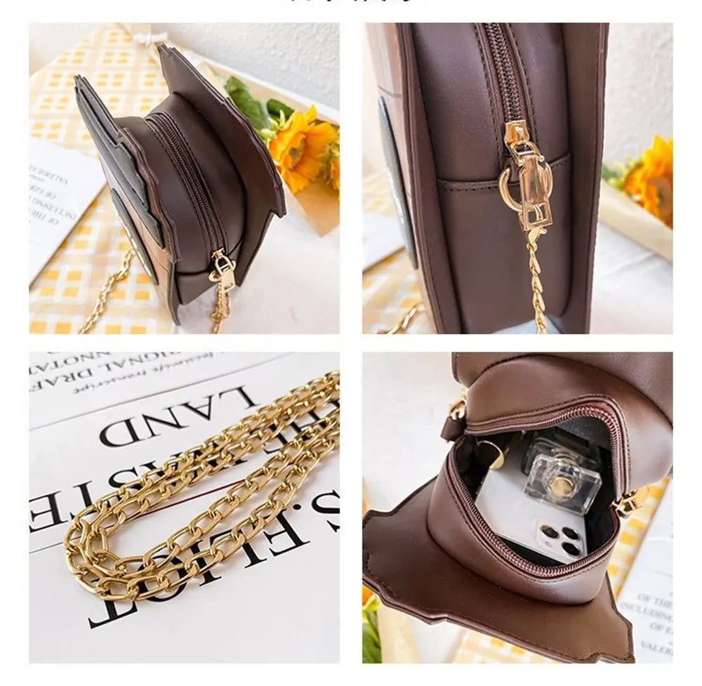 Not Until I Grab My Coffee Novelty Fashion 3D Crossbody Handbag With Chain Strap