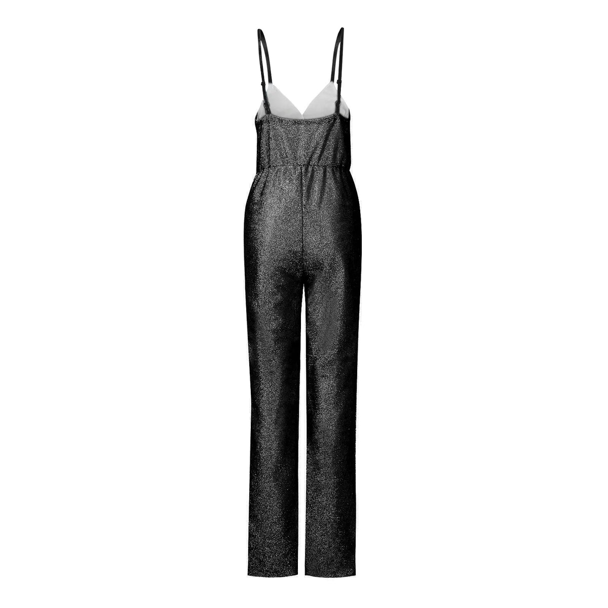 Elegant Sleeveless Sequined Jumpsuit – Shiny Backless Wide Leg Pants, Sexy Slim Fit