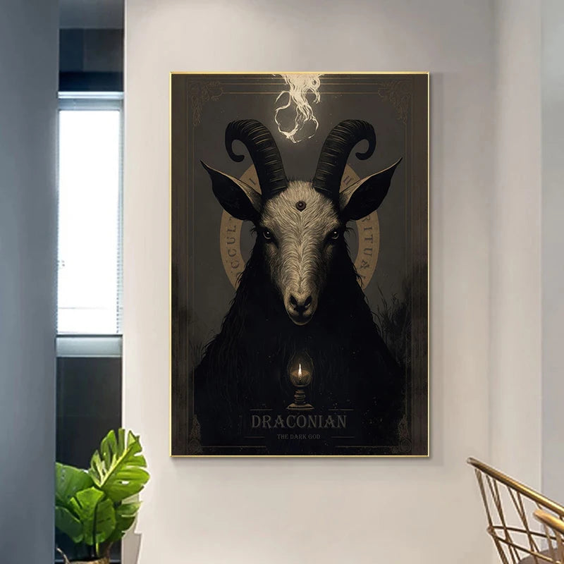 Gothic Occult Baphomet Canvas Poster - Wall Art Picture Decor for Living Room Home