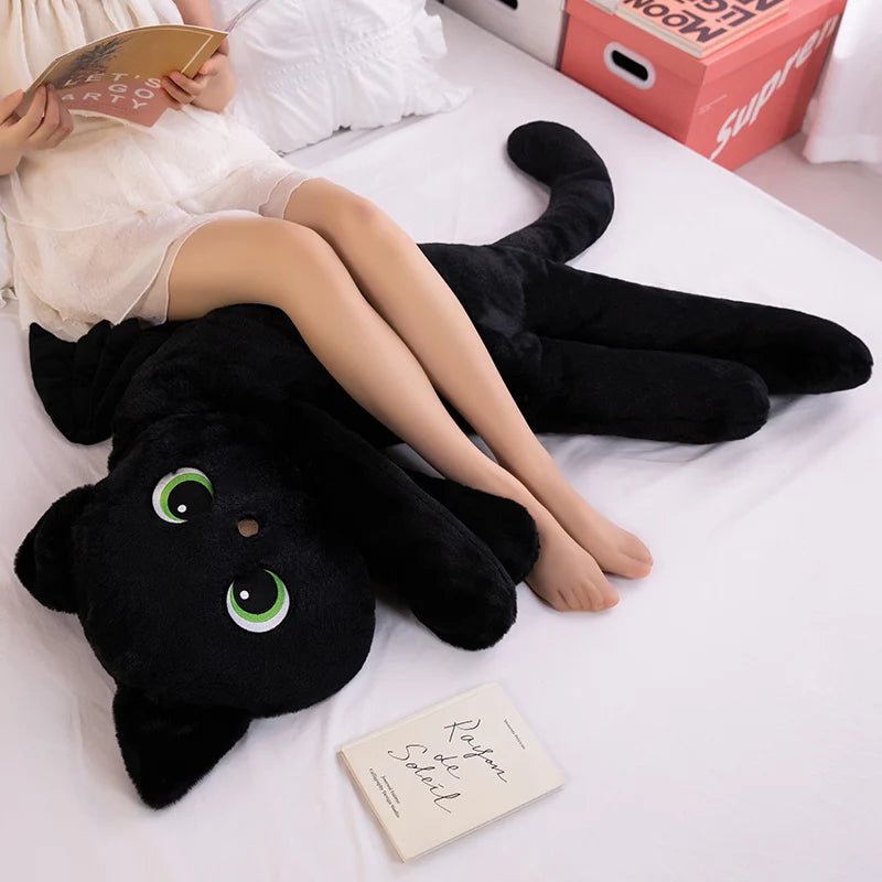 40/70/110CM Cartoon Black Cat with Wings Pillow – Evil Kitten Halloween Doll Cushion, Special-Shaped Sleeping Gift