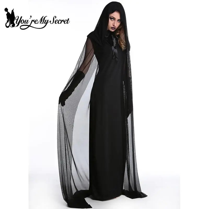 [You're My Secret] Halloween Witch Cosplay Costume Vintage Medieval Clothing Women's Dress Party Carnival Jumpsuit Outfit Robe