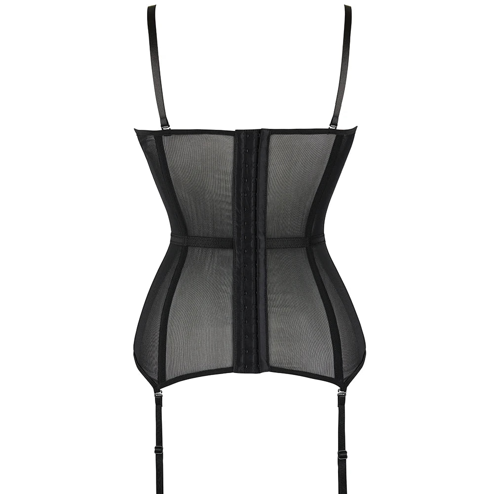 Plus Size Corset Lingerie Bodysuit: Black, Blue, Red with Bowknot, Corsets and Bustiers with Straps for Women